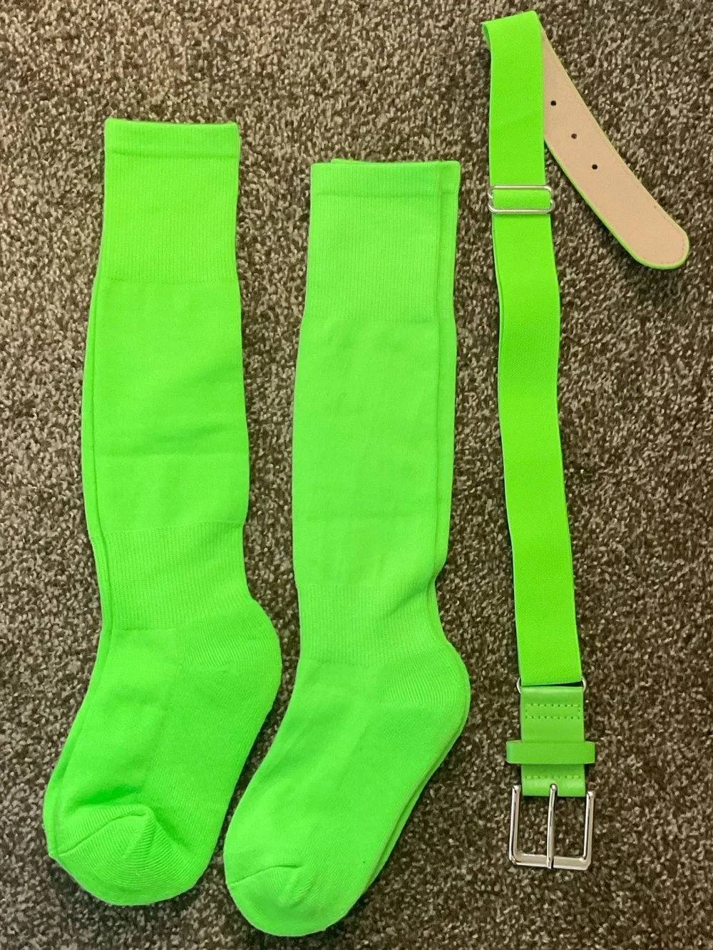🆕 2 Pairs Neon Green Baseball/Softball Socks + Adjustable Belt Set